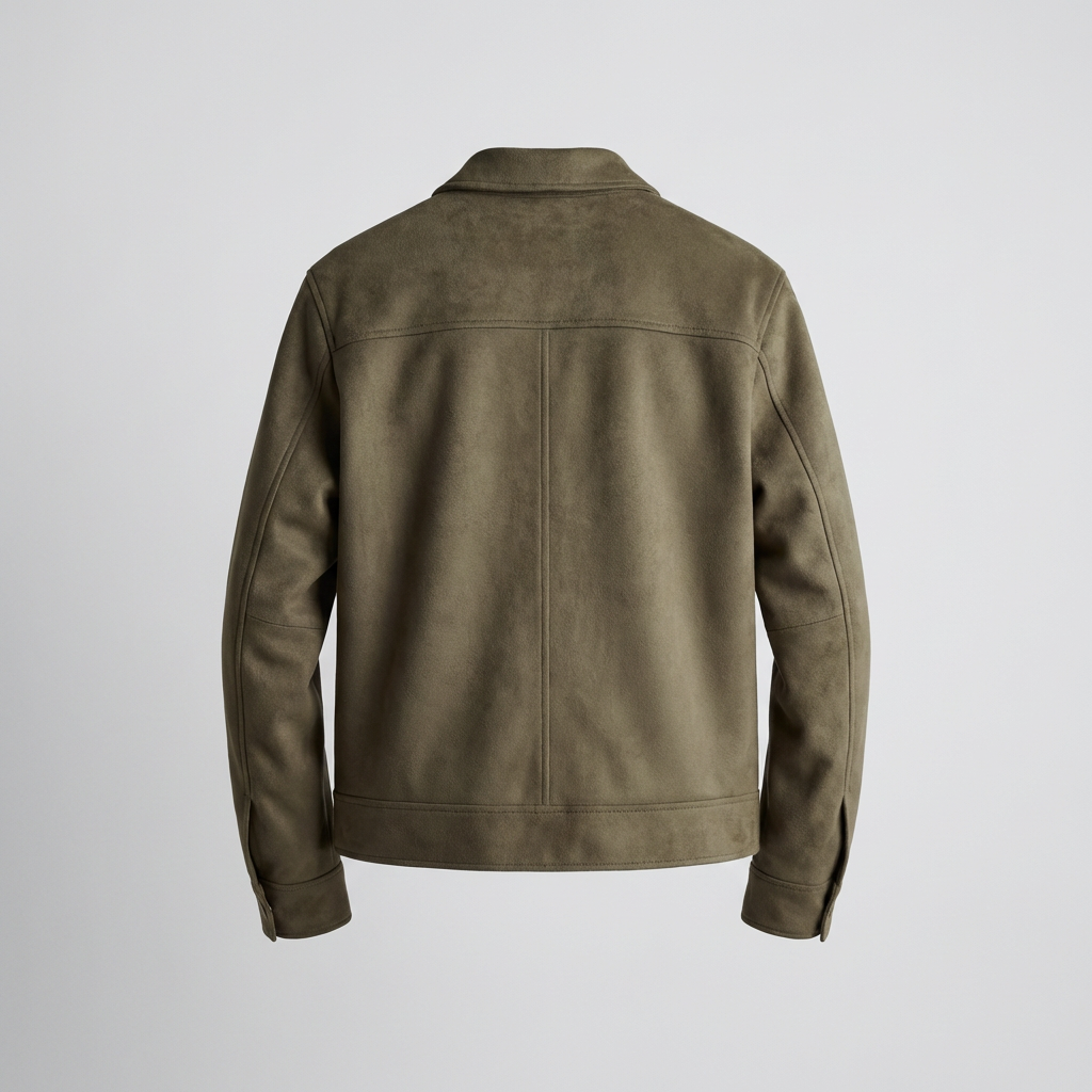 Mens Suede-Effect Lapel Jacket Coat