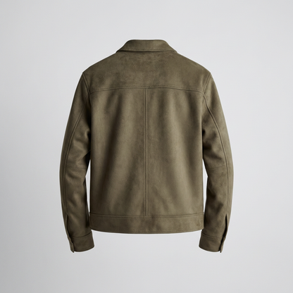 Mens Suede-Effect Lapel Jacket Coat
