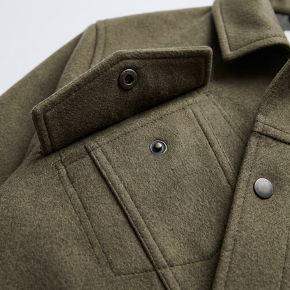 Mens Suede-Effect Lapel Jacket Coat
